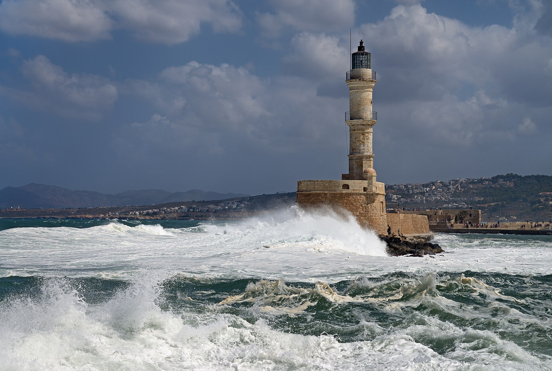 Chania lighthouse at the harbour entrance